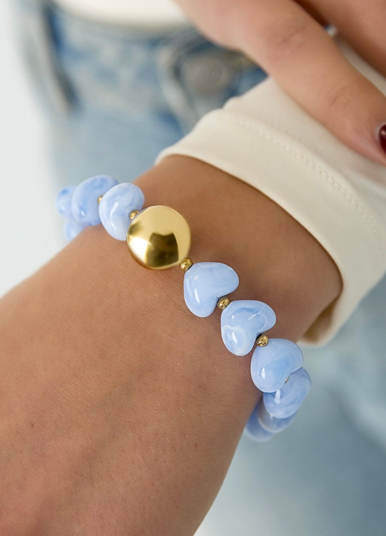 Herzperlen Armband - Gold
