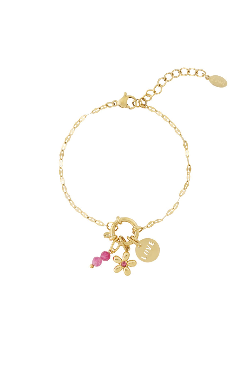 Gliederarmband mit Charms pink