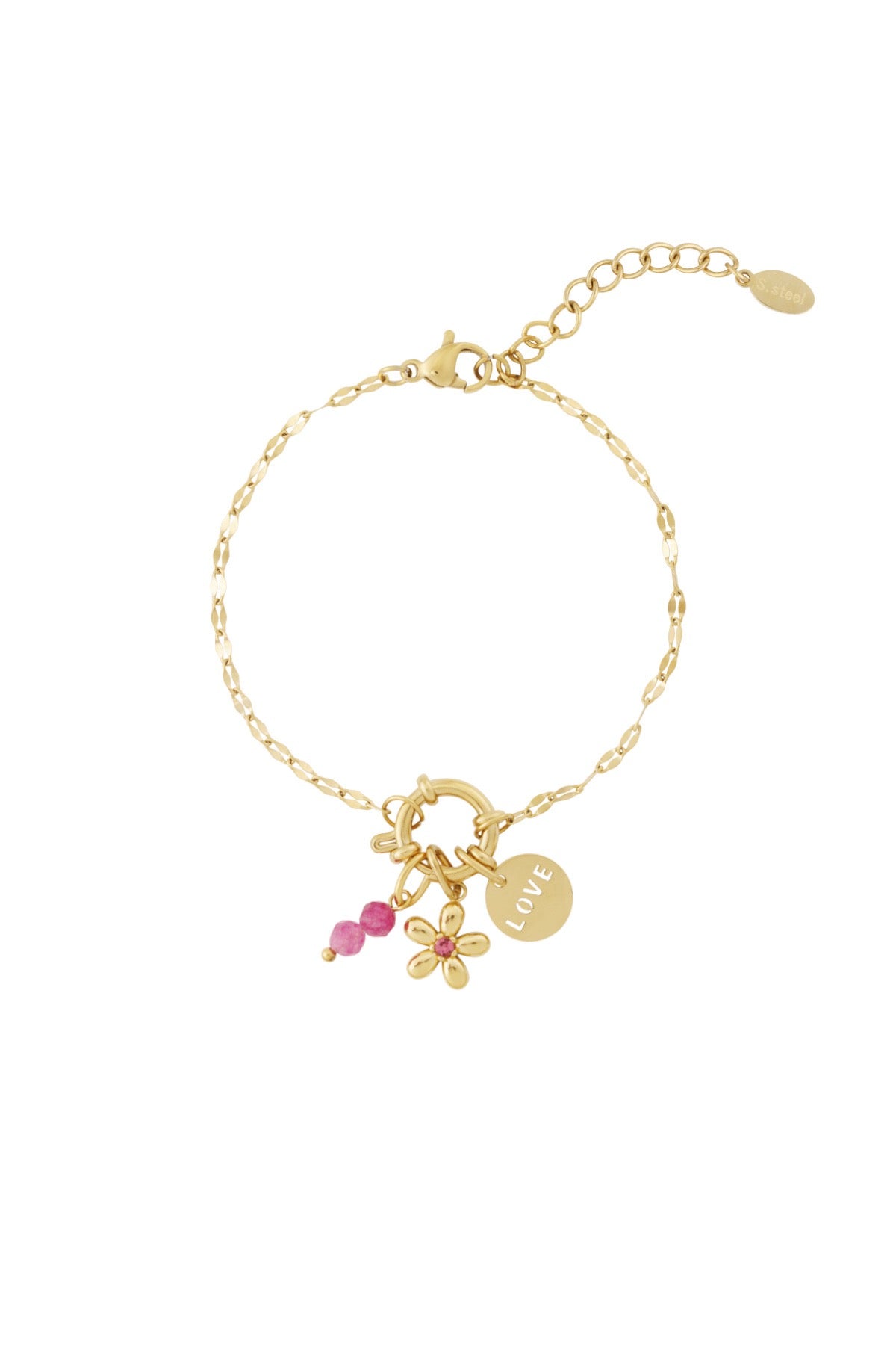 Gliederarmband mit Charms pink