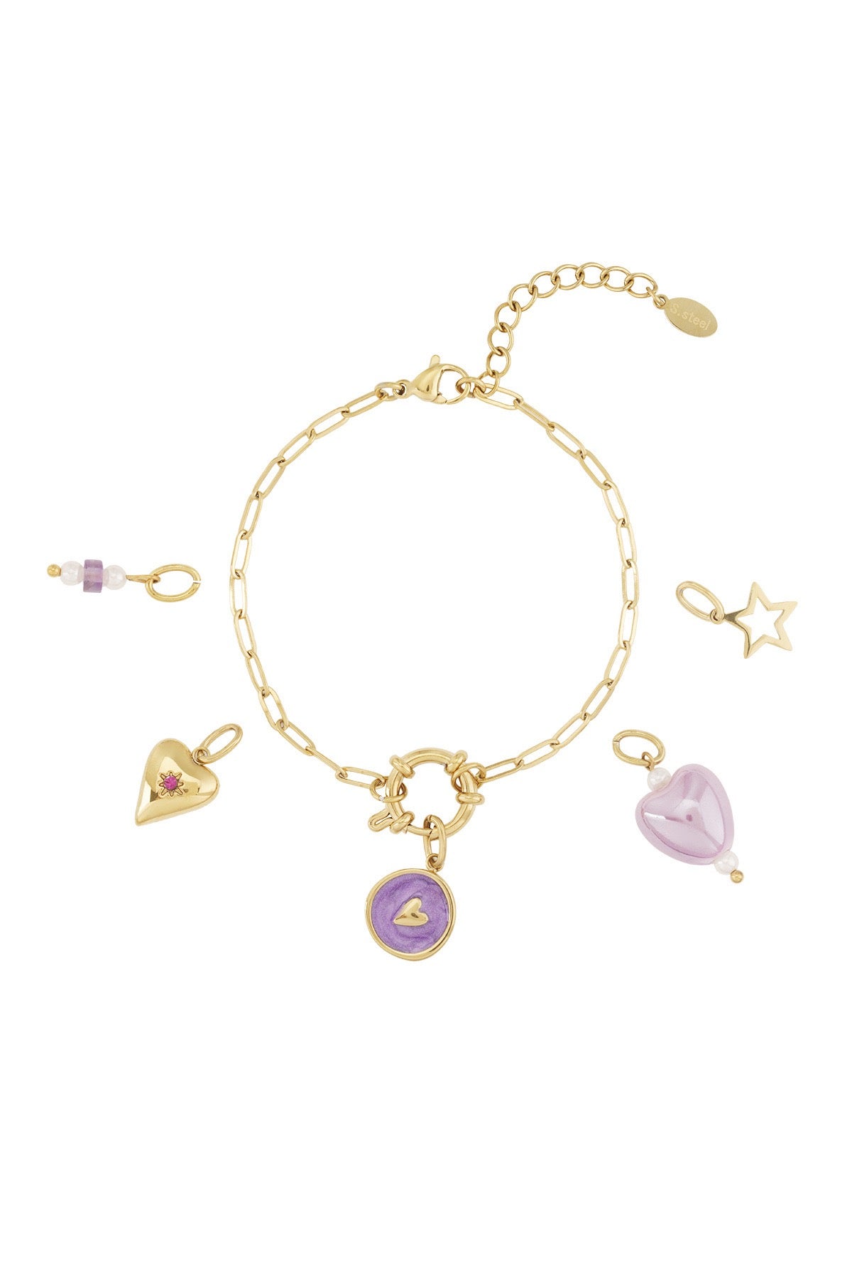 Gliederarmband mit Charms lila